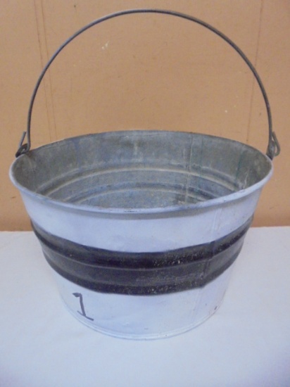 Vintage Painted Galvinized Metal Pail