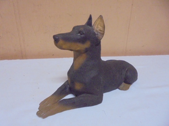 Sandicast Handpainted Doberman Pinscher Sculpture Signed Sandra Blue