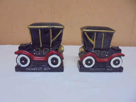 Vintage Set of 1913 Chevrolet Car Pen Holder Bookends