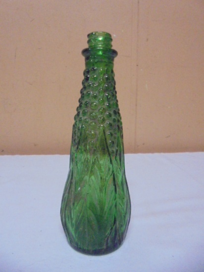 Vintage Green Glass Ear of Corn Bottle
