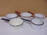 5pc Group of Vintage Porcelain Over Steel