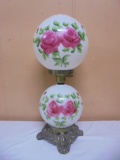 Beautiful Handpainted Electric Hurricane Lamp