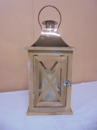 Metal & Wood Flameless Candle Lantern