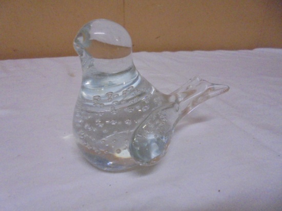 Beautiful Bubble Art Glass Bird Paperweight