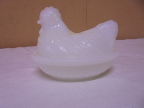 Vintage Hazel Atlas Milk Glass Hen on Nest