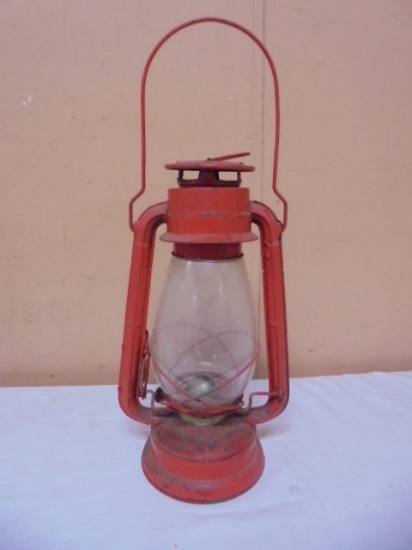 Winged Wheel No. 500 Red Metal Barn Lantern