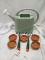 Qty 2 Plastic Grip Cultivator/ 2 Gallon Watering Can/ 5-4Pack 4” Terra Saucers