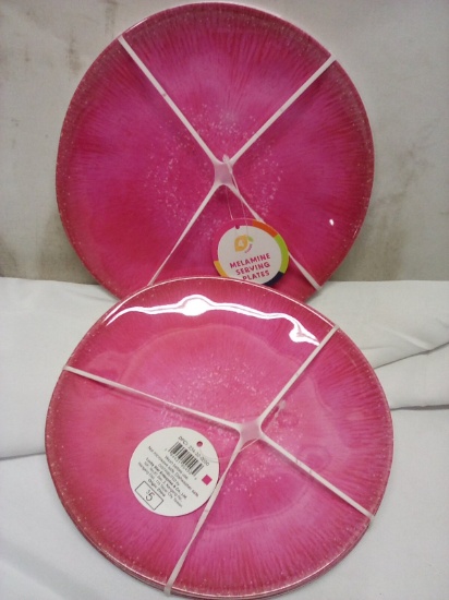 Qty 2- 4 Melamine Serving Plates 8” diameter