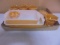 9pc Group of Assorted Fire King Peach Luster Baking Dishes & More