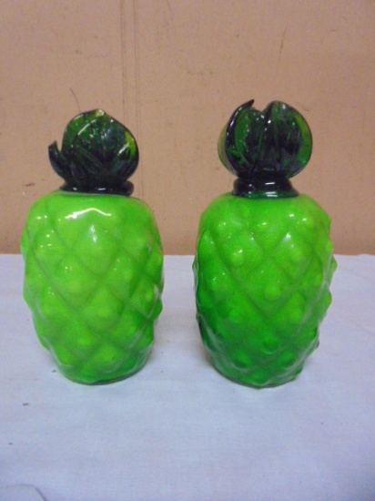 2 Art Glass Pineapples