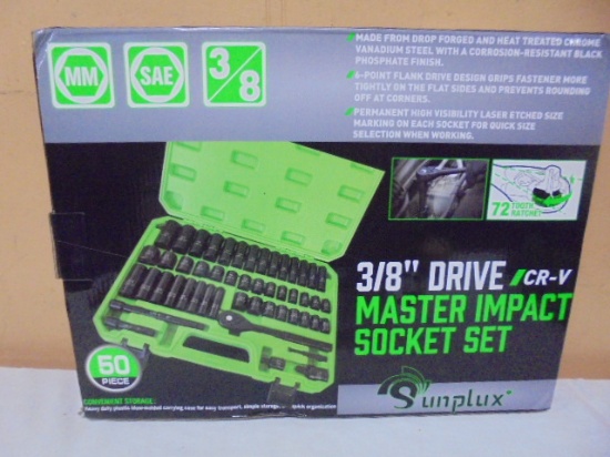 Brand New Sunplex 50pc 3/8in Master Impact Socket Set in Case