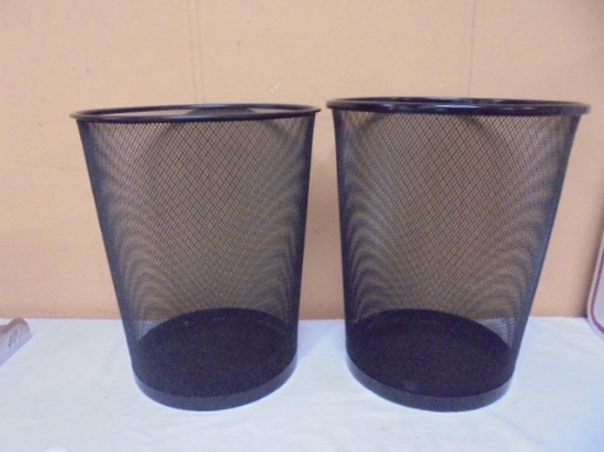 2 Round Metal Waste Baskets