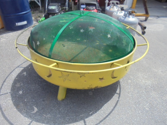Large Round Steel Firepit w/ Sceen