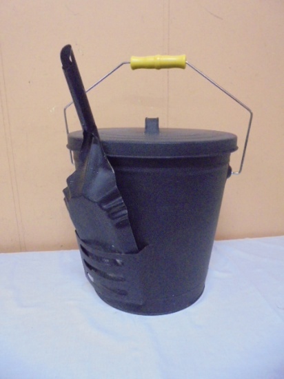 Metal Ash Pail w/ Lid & Shower
