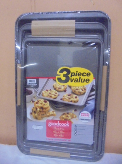 Brand New Good Cook 3pc Cookie Sheet Set