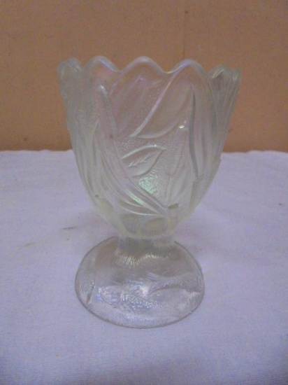 Vintage St. Claire White Iridescent Carnival Glass Toothpick Holder