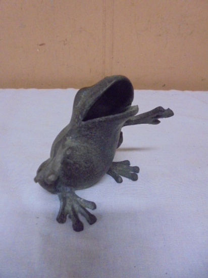 Vintage Bronze Frog Open Mouth Figural Paperweight