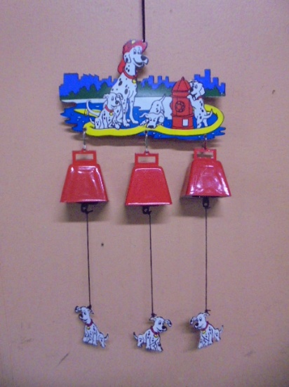 Metal Dalmation Fire Dog Windchime Bell