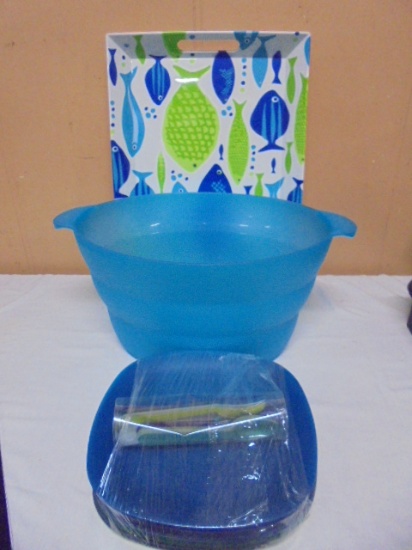 Large Heavy Duty Plastic Tray-Party Tub-Plates-Flatware