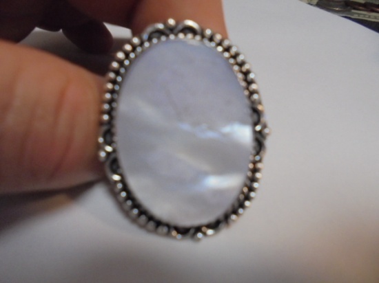 Ladies German Silver and Biwa Pearl Ring