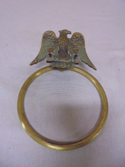Vintage Brass Towel Ring W/Eagle