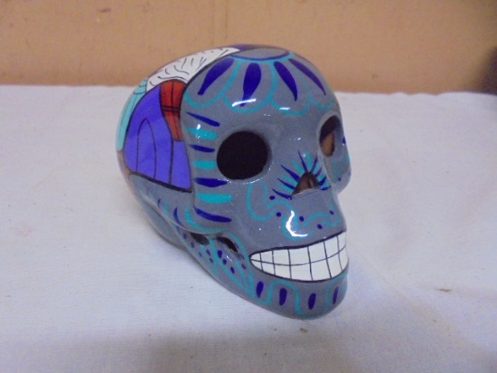 Hand Painted & Decorated Pottery Skull