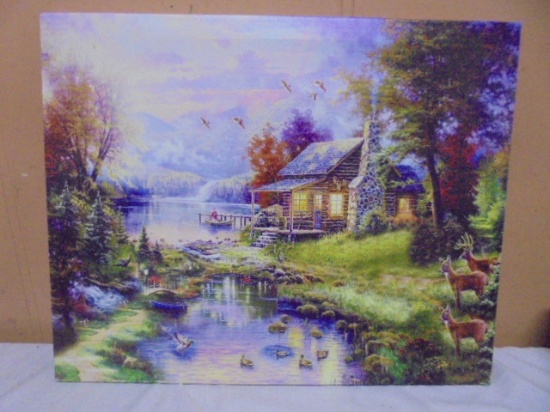 Lighted Cabin Canvas Wall Art