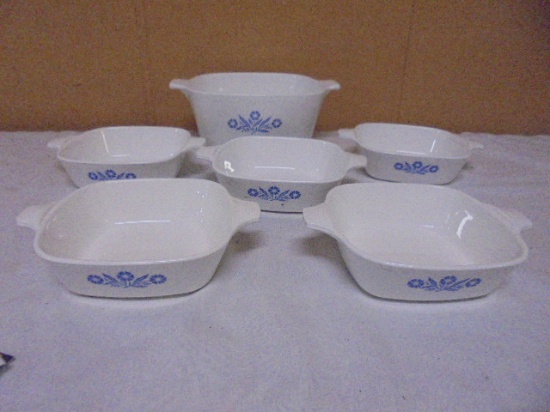 Group of 6 Corningware Blue Cornflower Baking Dishes