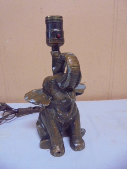 Vintage Metal Elephant Lamp