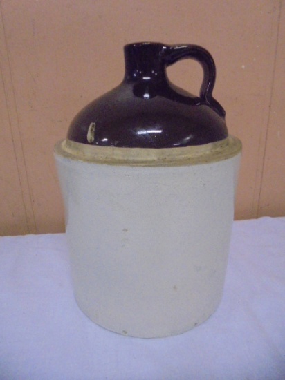 Vintage Brown Over White Crock Jug