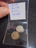 1963P & 1963 D Mint Silver Roosevelt Dimes