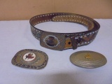 Men's Genuine Leather Belt & 3 Belt Buckles