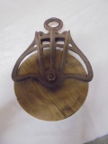 Antique Cast Iron & Wood Barn Pulley