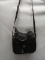 Black Stamped Italian Leather Decorative Saddle Top Purse w/ Strap