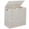 Lrg White Water Hyacinth Double Hamper Basket w/ 2 Bags- MSRP $142.99