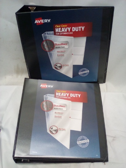 Qty 2 Heavy Duty Clear Cover 2” 3 Ring Binder