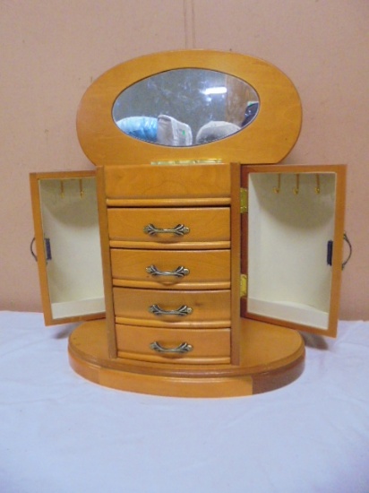 Solid Wood Jewelry Chest w/ 4 Drawers