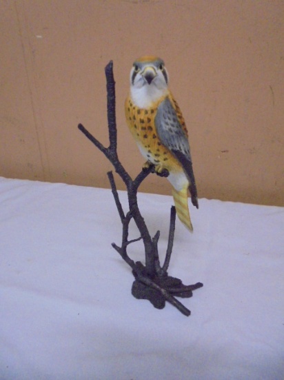 Royal Worcester Birds of Prey American Kestrel on Metal Tree Figure