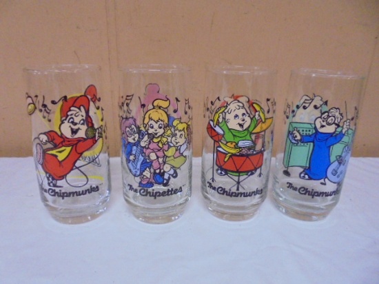 Set of 4 Vintage Alvin & The Chipmunks Glasses