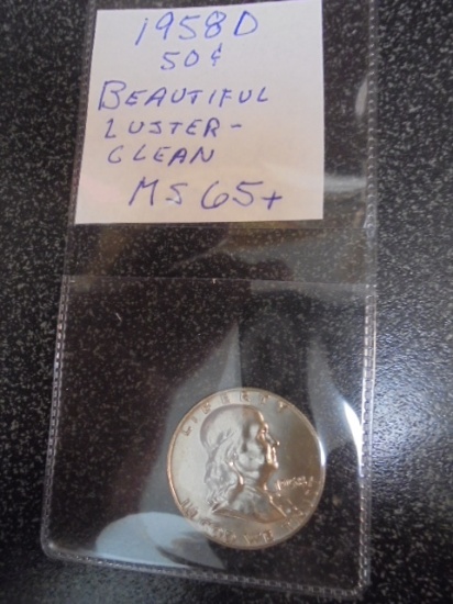 1958 D Mint Silver Franklin Half Dollar