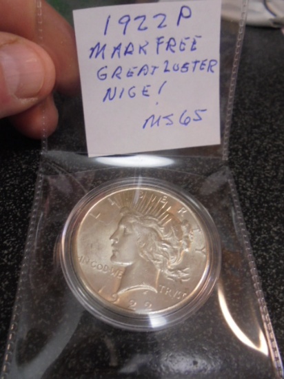 1922 P Mint Silver Peace Dollar