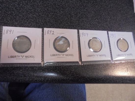 Group of 4 Liberty "V" Nickels
