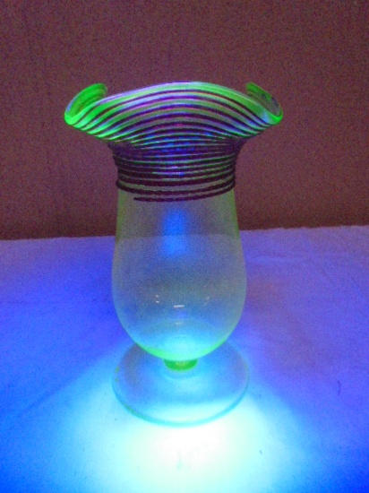 Vintage MCM Art Deco Uranium Glass Vase