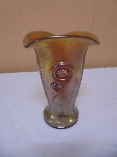 Vintage Northwood Tornado Pattern Carnival Glass Vase