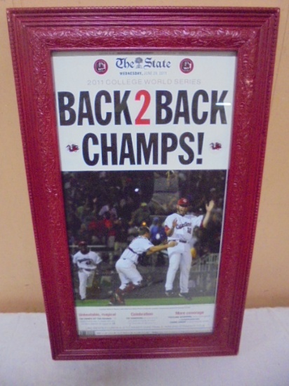 Framed College NCAA World Series USC Game Cocks Back To Back Champions