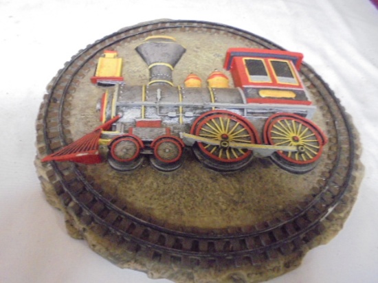 Steam Locomotive Round Wall Plaque