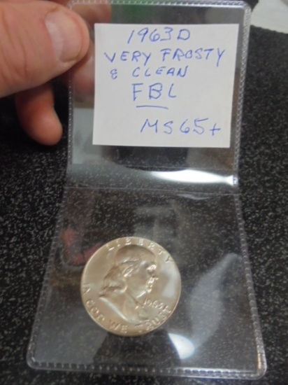 1963 D Mint Silver Franklin Half Dollar