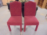 2 Matching Red Upholstered Parsons Chairs