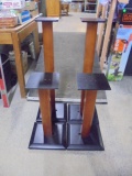 4pc Set of Metal & Wood Speaker Stands