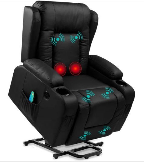 Electric Power Lift Recliner Massage Chair w/ Heat, USB Port, Cupholders